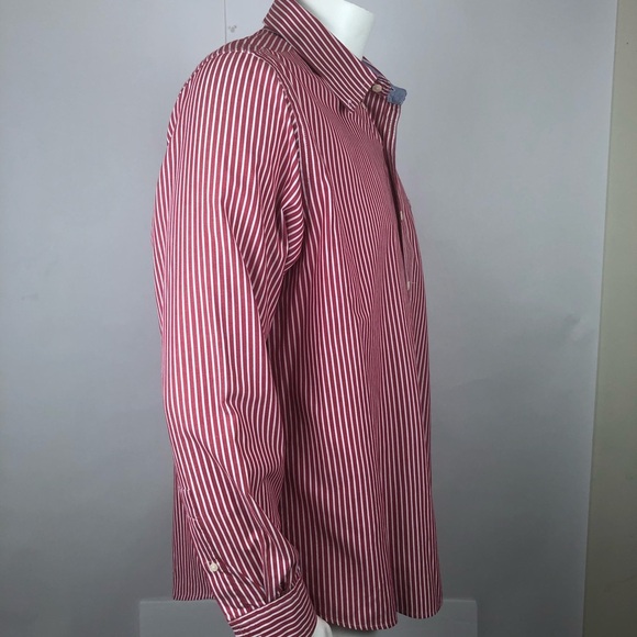 Chaps Easy Care Mens Sz Lg Red Stripe Button-Down Shirt–Classic Business Casual - Picture 6 of 12